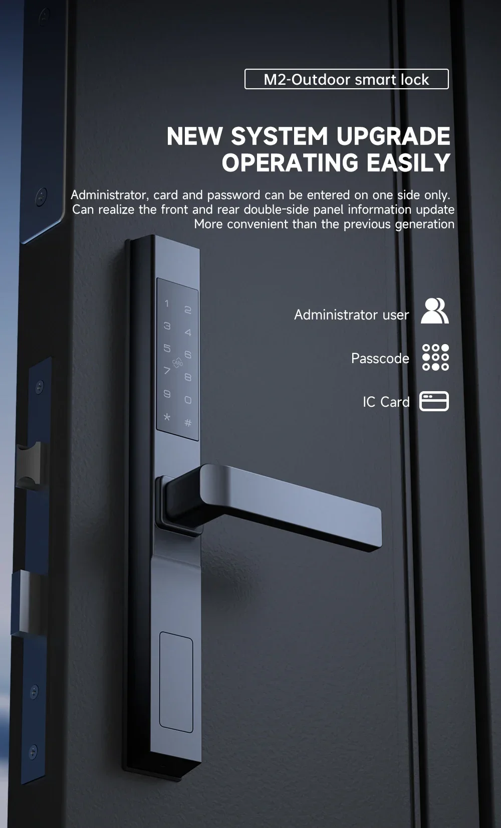 BBDHOME Digital IP68 Waterproof Outdoor Aluminum Sliding Biometric Handle Inteligente Tuya APP Password Card Smart Door Lock