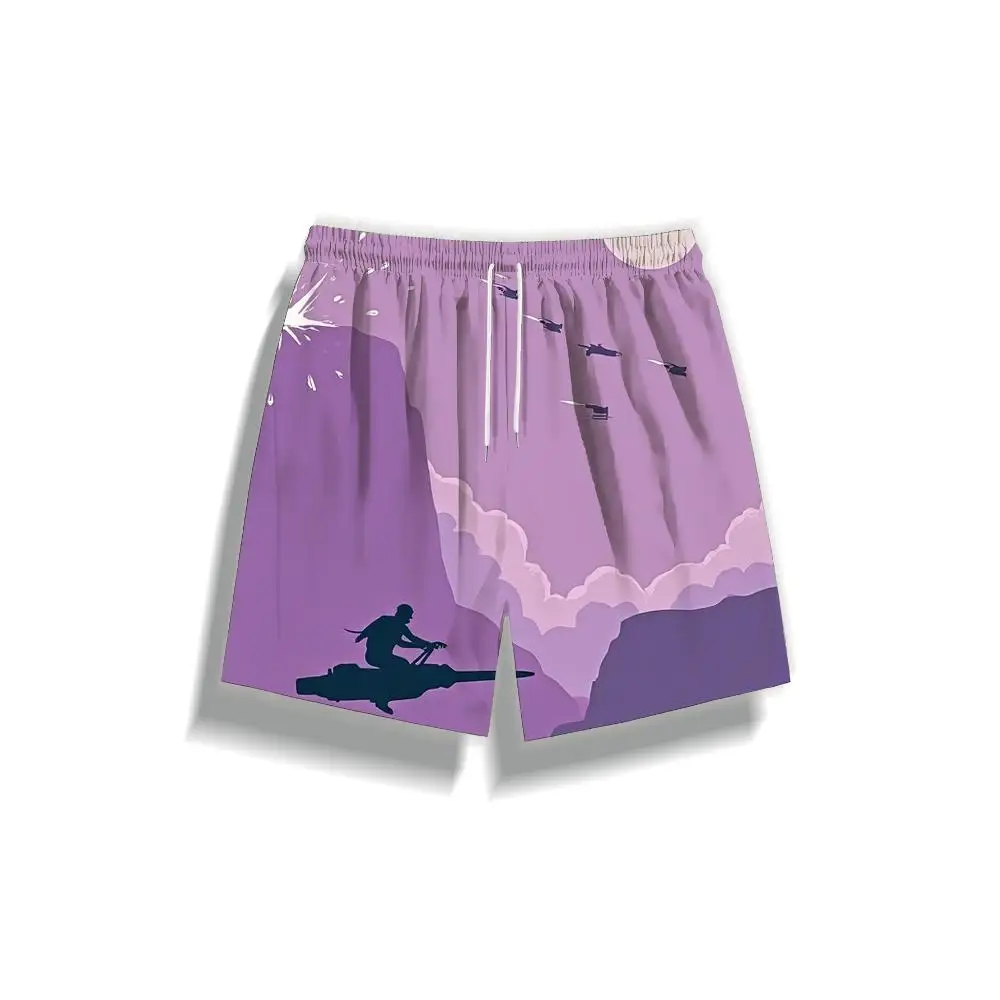 

1pcs Men's Short swim trunks2026 Summer 3D Printed Short sleeve Pants Men clothing Breathable Quick drying Polyester running