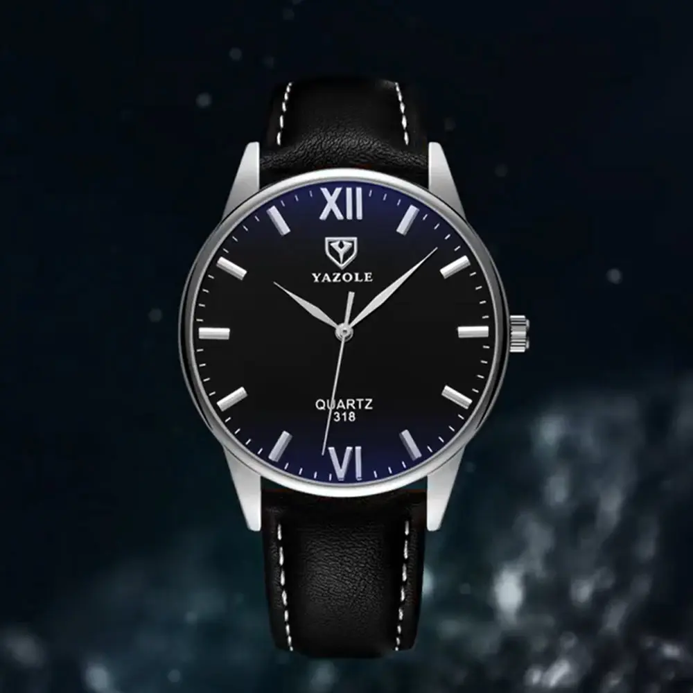 

YAZOLE 318 Деловые часы Мужские часы Минималистичные кварцевые часы с синим светом relojes para hombres