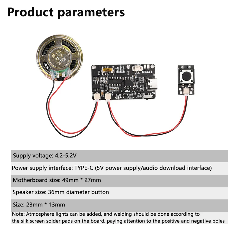 GC03 Static Card Movement Creative Gift Box Christmas Birthday Card Music Cover Wall MP3 Download Voice Tech TYPE-C