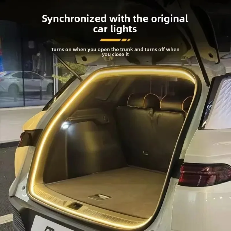 Car High Brightness LED Trunk Ambient Light Interior Decoration Automatic Sensing Wiring Free Tailgate Light Strip 2m/4m