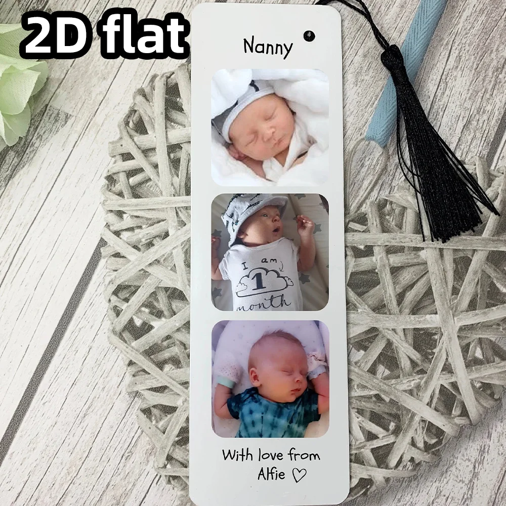1PC Personalised Bookmark with Tassel, Add 3 Custom Photos & Personal Text, Ideal Gift for Mother’s Day, Birthday, or Friends