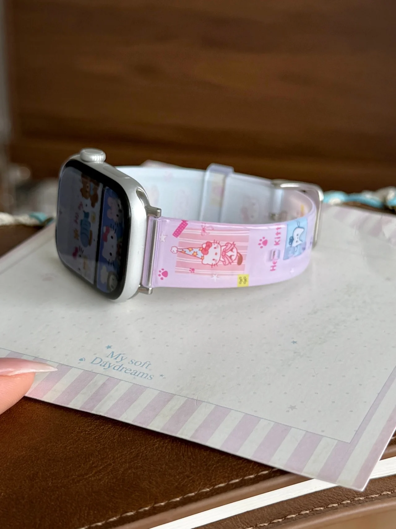 Transparent Printed Strap For Hello Kitty Apple Watch Ultra SE 11 10 9 8 7 Fits 38/41/45/49mm Sweet Replacement Wristband view 4