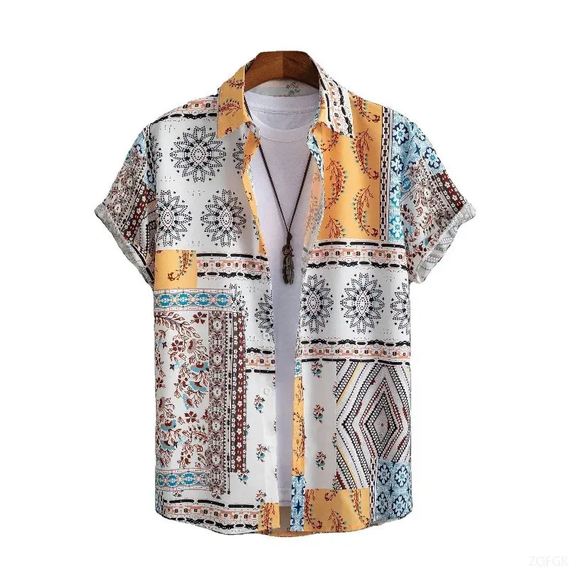 

Трансграничная внешняя торговля, новая летняя мужская гавайская рубашка больших размеров, рубашка с короткими рукавами и 3D цифровым принтом