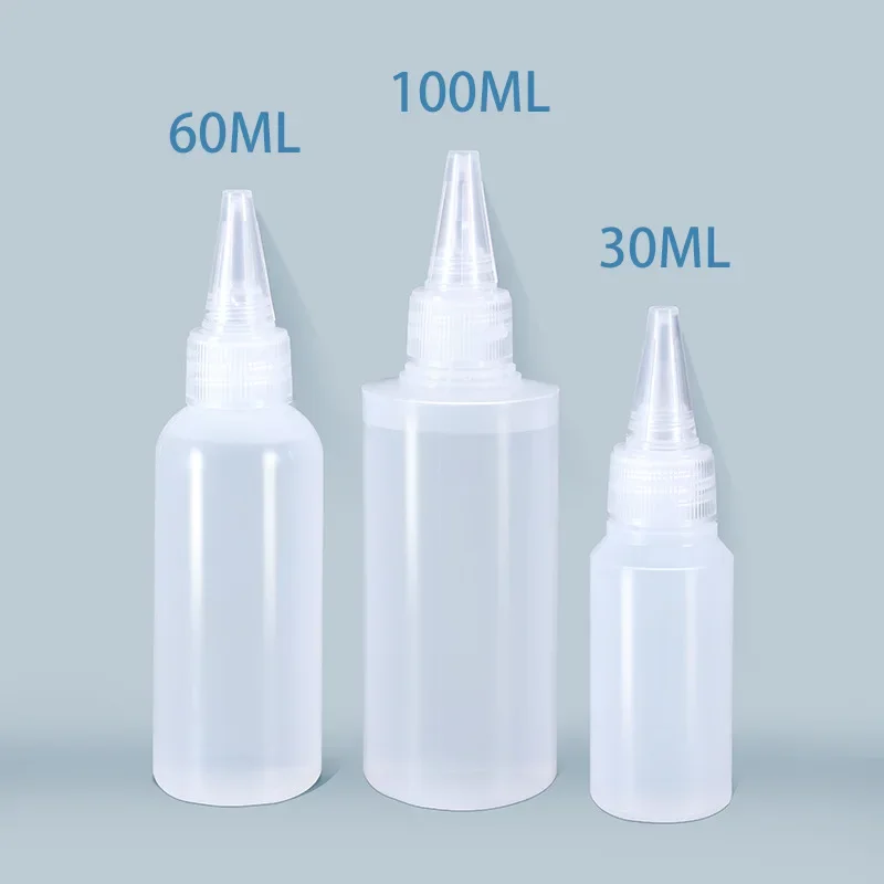 30/60/100ML Squeeze Bottle for Sauce Plastic Squirt Container Refillable Bottles with Cap for Kitchen Glue Container