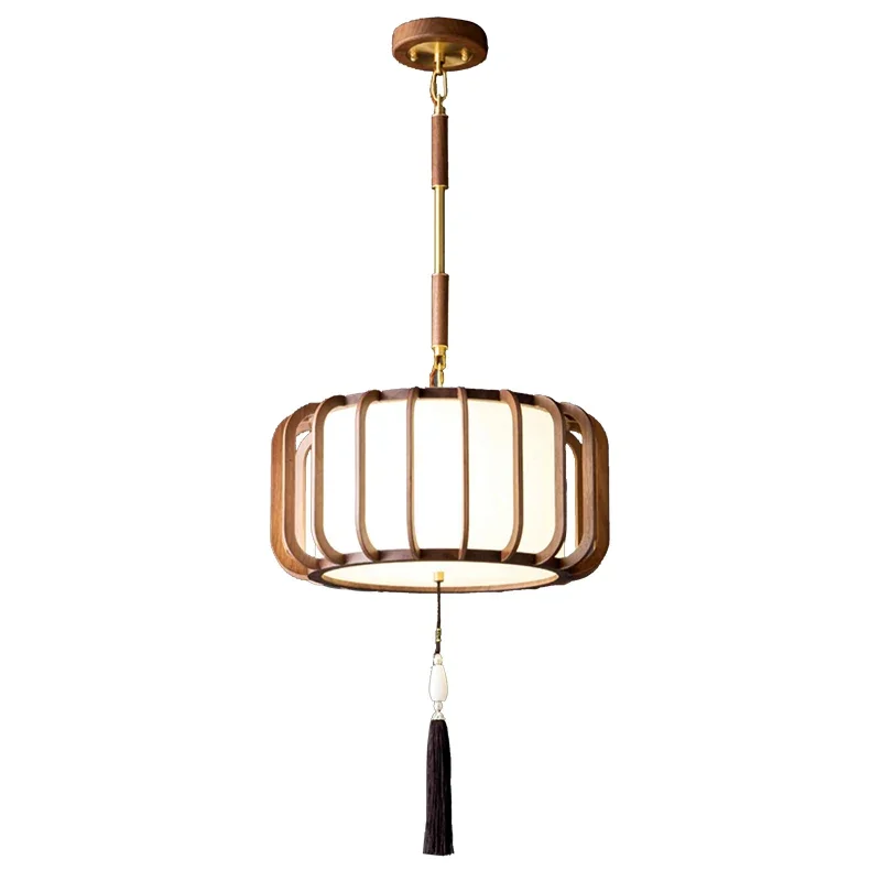 

New Chinese black walnut lantern chandelier retro all copper Chinese style tea house dining banquet bar bedroom chandelier
