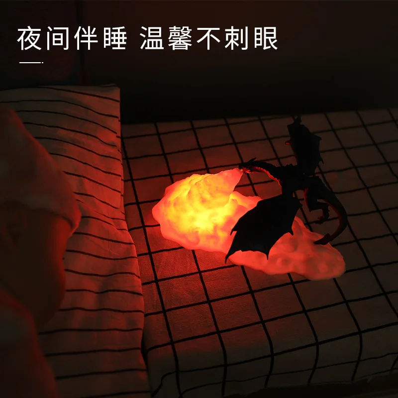 Latest 3D Printed Ice and Fire Dinosaur Lamp creative novelty lighting Usb Charging decoration Led Night Light Gift healthy Hot