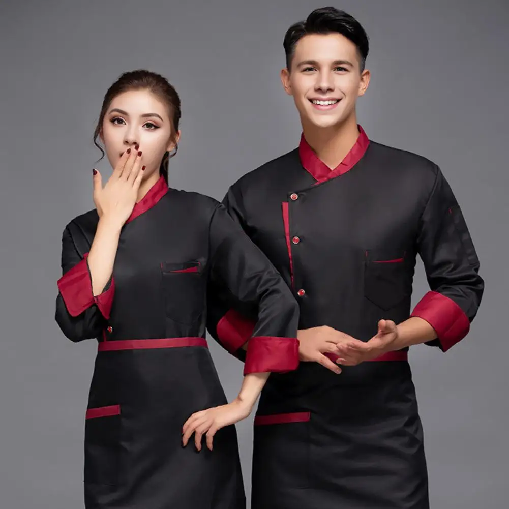 

Unisex Chef Shirt Single-breasted Short Sleeve Stand Collar Loose Kitchen Bakery Restaurant Canteen Waiter Top Cook Uniform