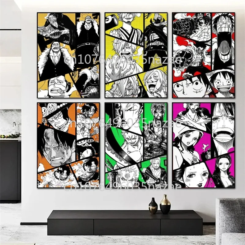 

Anime, One Piece, Luffy, Zoro, Poster Canvas Painting for Retro Family Bedroom Bar Cafe Art Deco Mural Children's Gifts