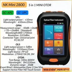 Mini OTDR fibre active NK2800, fibre optique 1577nm avec VFL OLS OPM, carte d'événements 20dB pour 80 câble NORFiber, testeur Kandr Ethernet