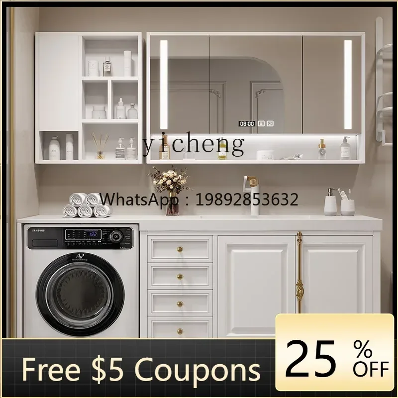 

Stone Plate Washing Machine Integrated Combination Bathroom Table Hand Washing Washbasin Cabinet