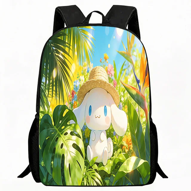 

Kids Bag Puppy with Straw Hat in Tropical Garden Print School Backpack Adjustable Breathable Children's Casual Daypack Lightweig