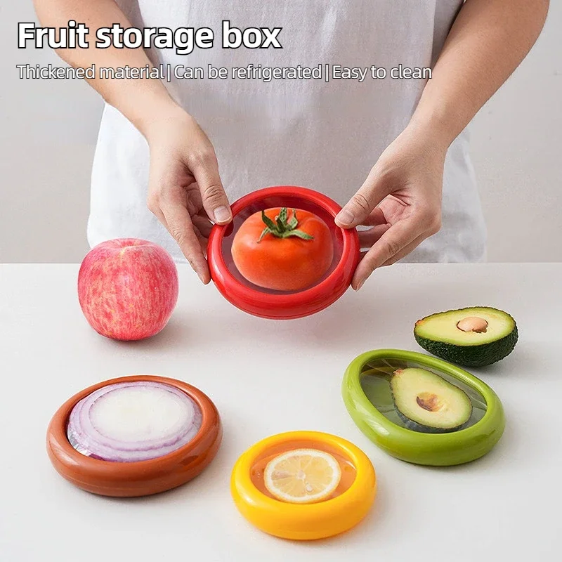 1pc/4pc Silicone Fruit and Vegetable Fresh-keeping Box Food Storage Container Set Portable Stackable and Leak Proof Keeping
