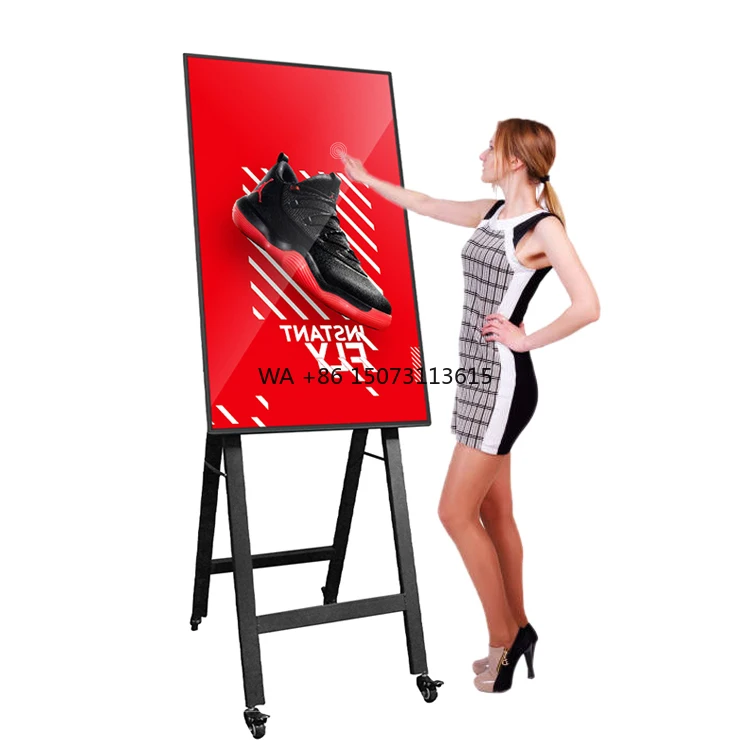 

43 55 Inch Indoor Digital Free Standing Poster Portable Charging Lcd Display Android Digital Signage Poster