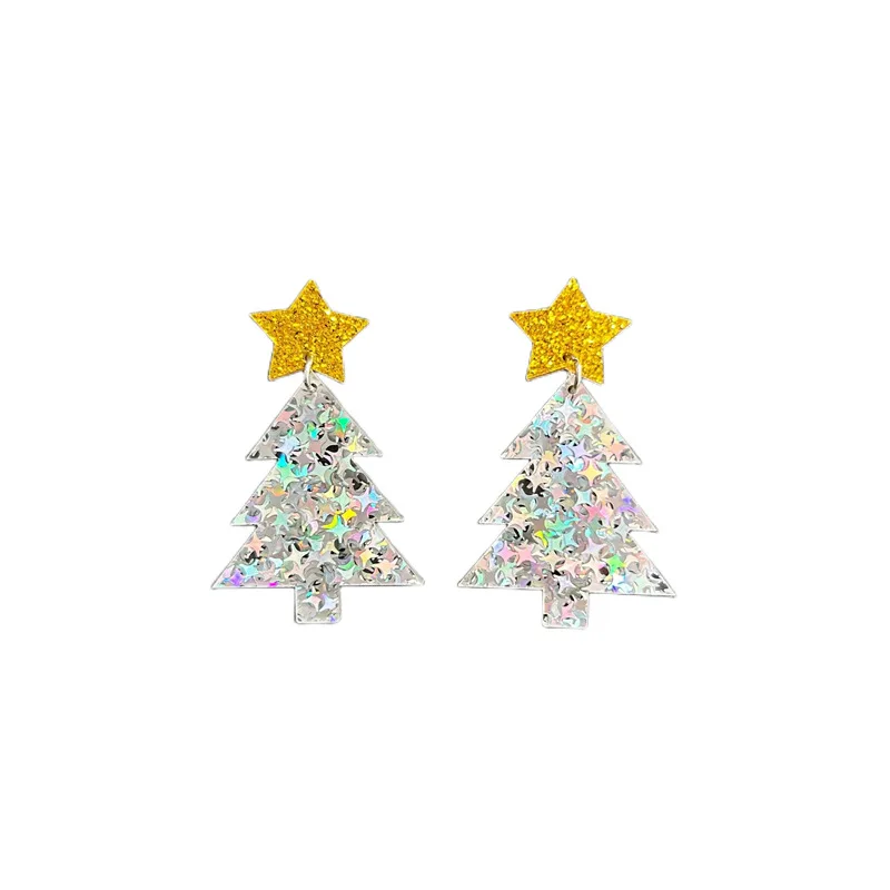 Creative Christmas Tree Earrings For Women Girls Female New Fashion Acrylic Earrings Jewelry Happy New Year Festival Party Gifts