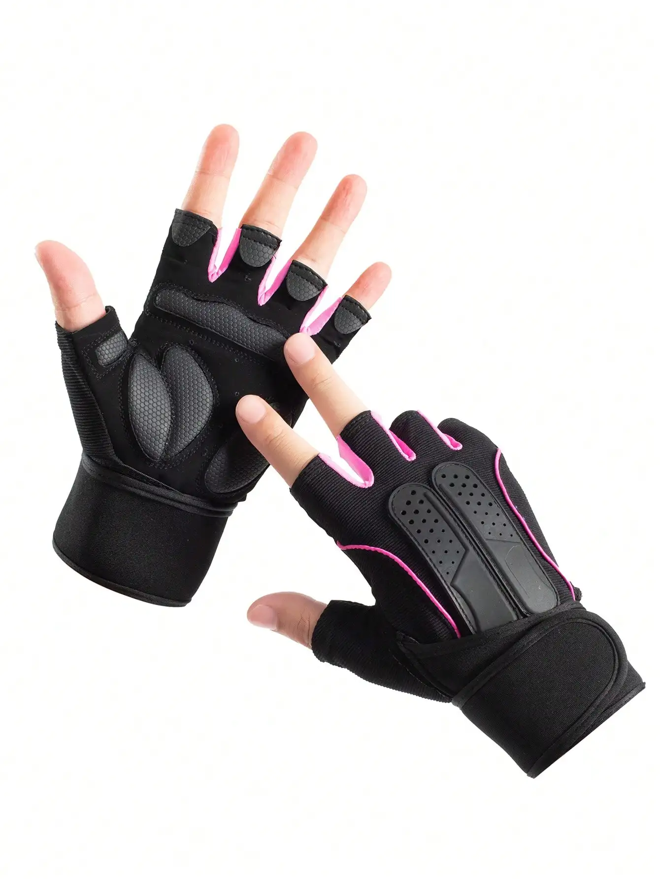 

Half Finger Fitness Sports Gloves Long Wrist Support Anti Slip Shockproof Breathable Palm Protection Gloves Unisex Elastic Comfortable Training Gloves Suitable For Gym Workout Weight Lifting Cycling Motorcycle Riding Outdoor Running Climbing Daily Sports