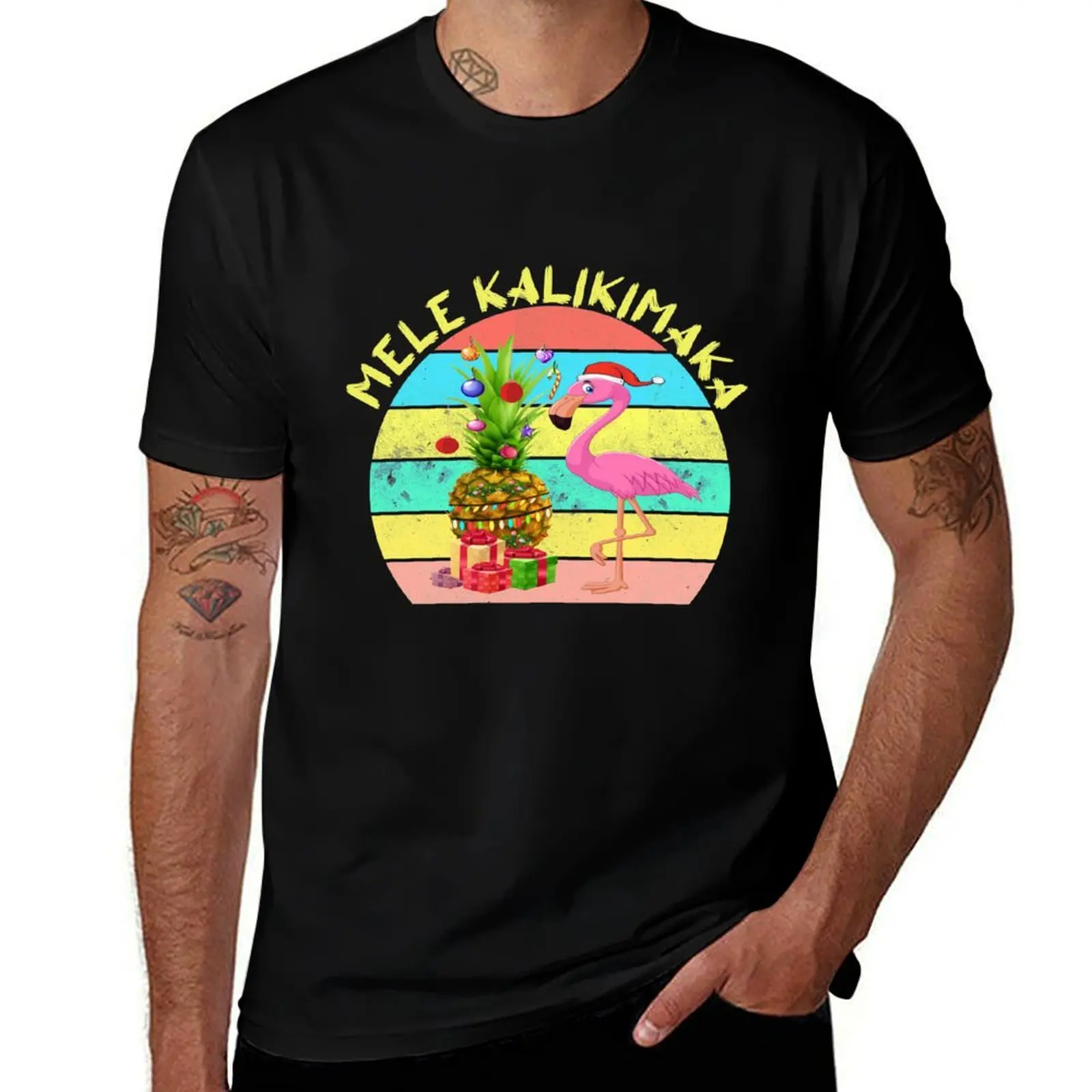 

Christmas Mele Decorate Flamingo t custom Kalikimaka print shirt T-Shirt Hawaii Hawaiian Pineapple