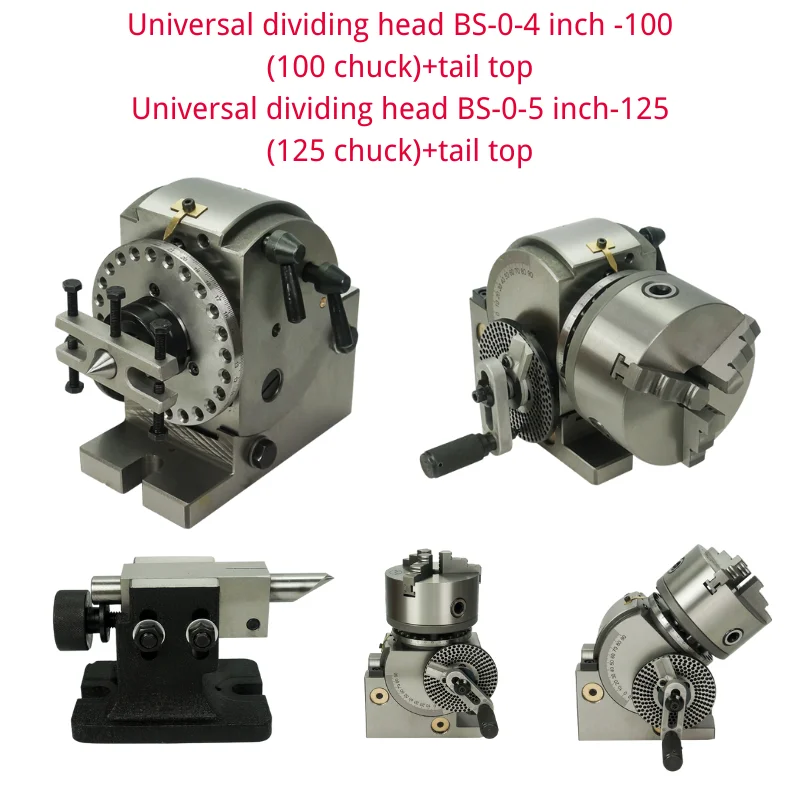 Universal Dividing Head BS-0-4 Inches 100MM 125MM Chucks Precision Tailstock 3-Jaw Lathe Chuck Gor Milling Machine Tail Stock