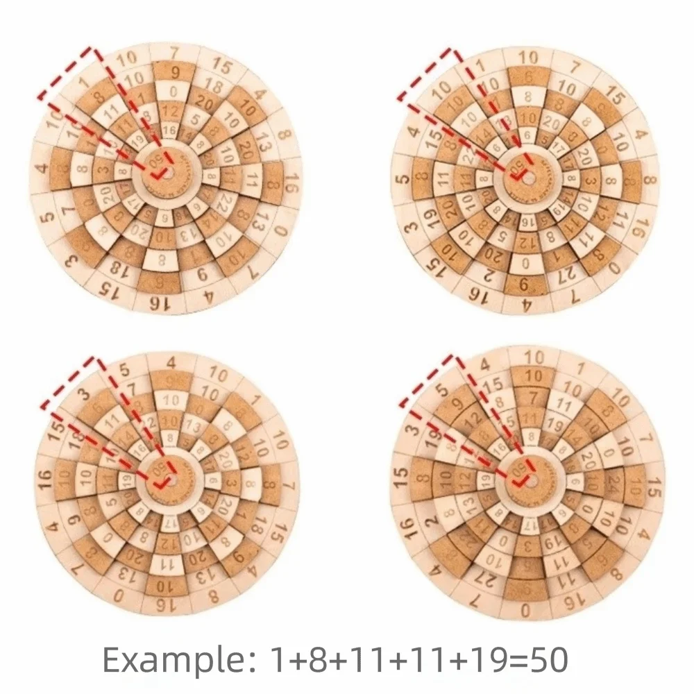 Round Turntable Number Puzzle Difficult Math Game Wooden Digital Wooden Puzzle Creative Design Classic Number Brain Teaser