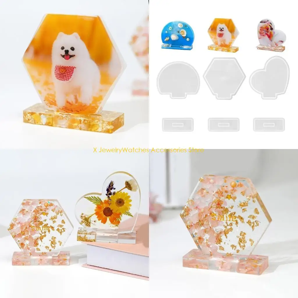 

31KD Pack of 3 Artistic hoto Frames Silicone Mold Versatile Silicone Photo Frame Ornament Molds for DIY Home Decoration