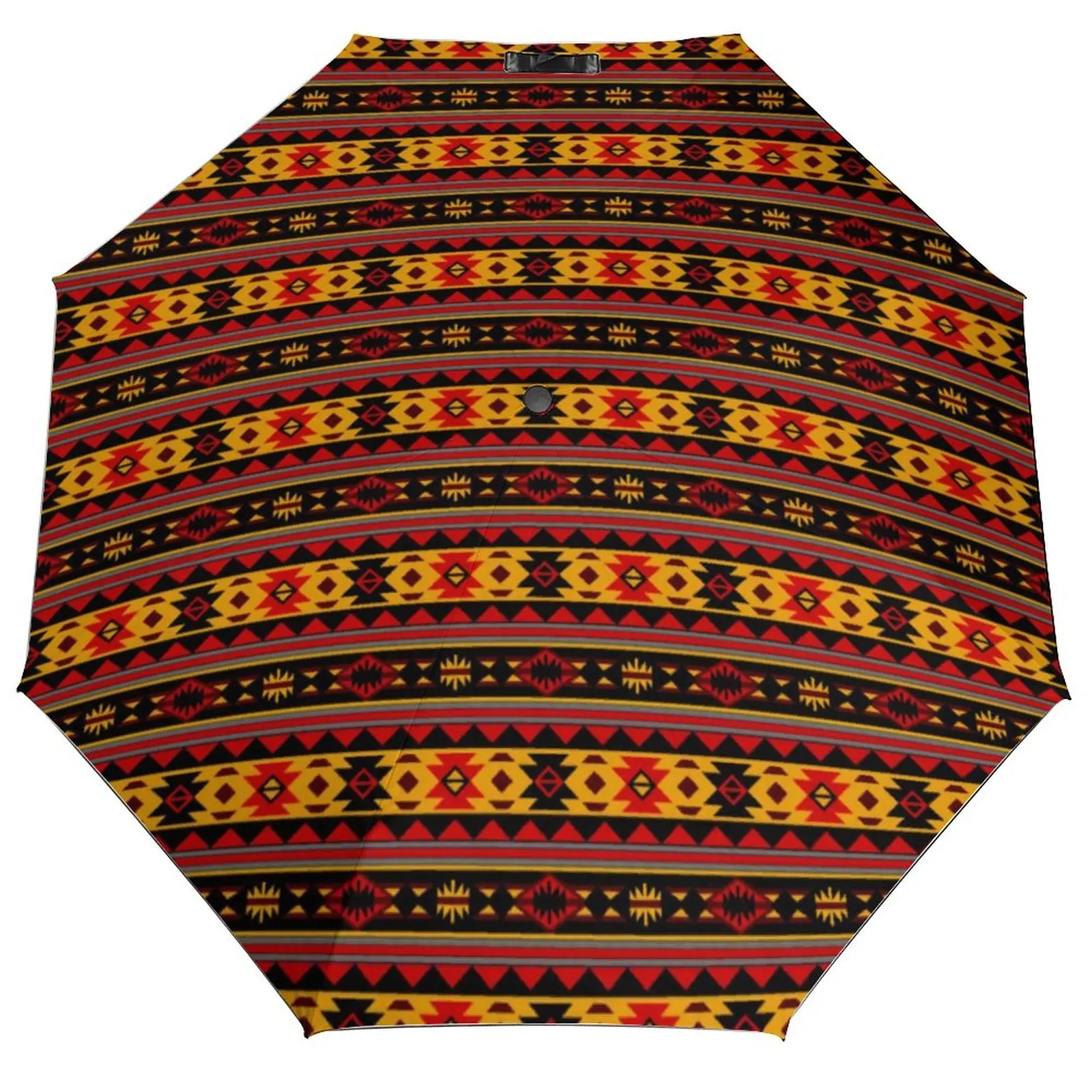 Red Black Gold Tribal Umbrella Southwest Design Auto Wind Proof Umbrella Charm Print Garden Reinforced Umbrella