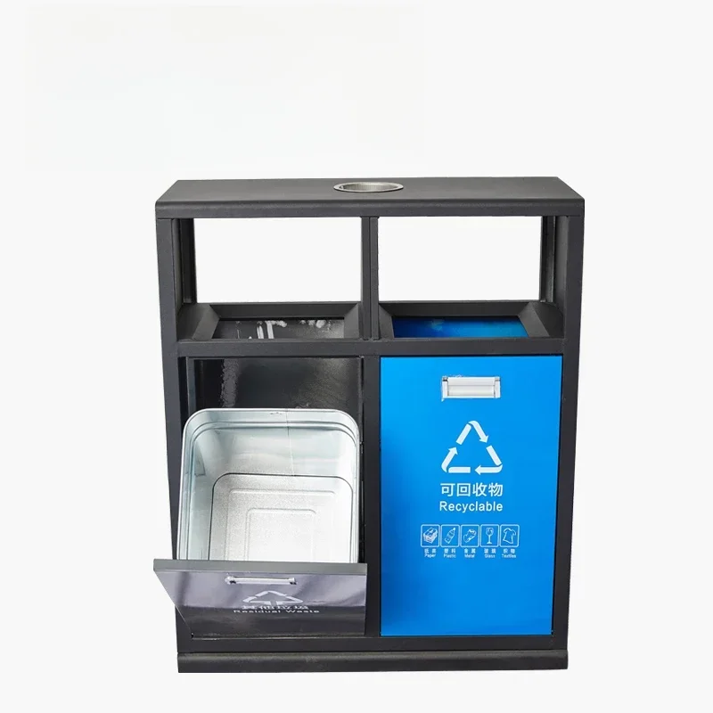 Outdoor trash can, stainless steel sorted leather bin, large sanitation trash can in public scenic parks