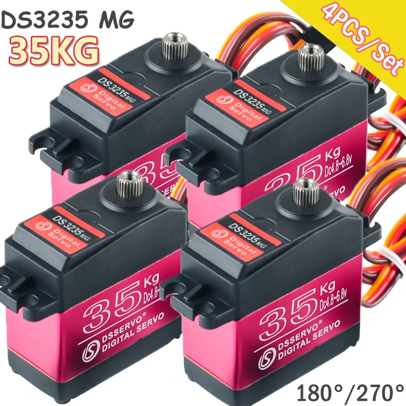 4 個/セット 35KG デジタル DS3235 サーボモーター 180/270 °   高トルクメタルギアサーボおもちゃの部品 1:8 1:10 1:12 RC カー車両ロボット用