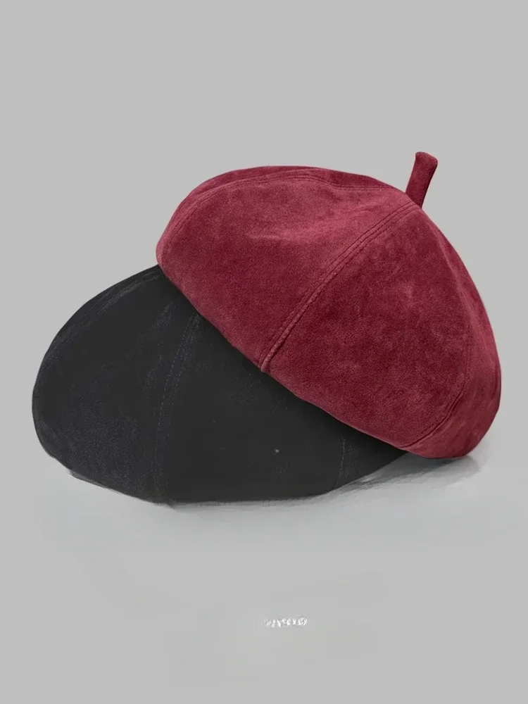 

Female autumn and winter Korean version of the new temperament shows face, small pumpkin octagonal hat, street painter