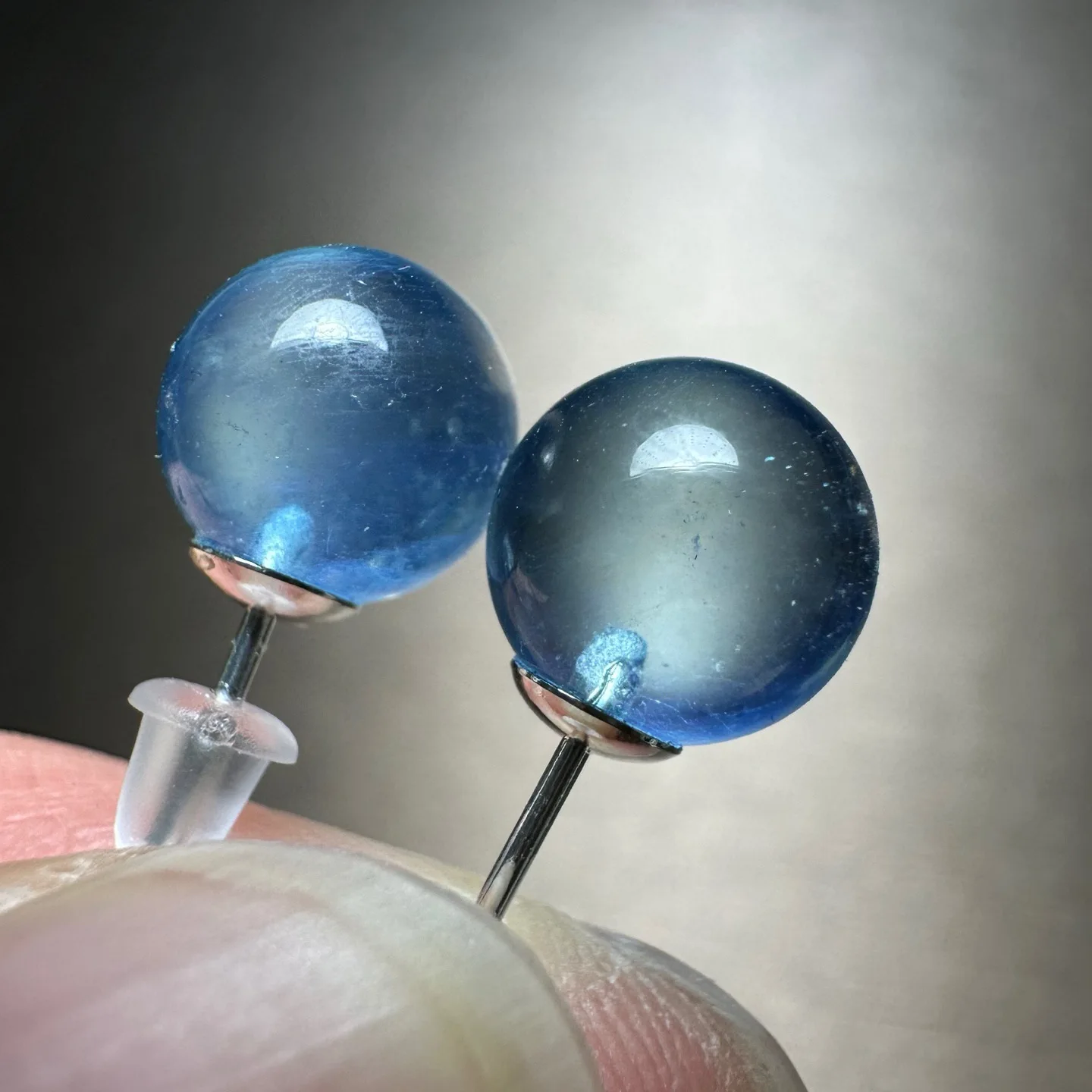 

1 Pair Natural High Quality Aquamarine Sphere Ball Earring Ear Stud 8MM 925 Sterling Silver Reiki Healing Stone Jewelry Gift