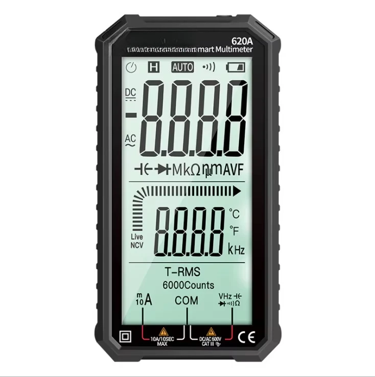 Digital Multimeter 620A Transistor Testers 6000 Counts True RMS Auto Electrical Capacitance Meter Temp Resistance Measure