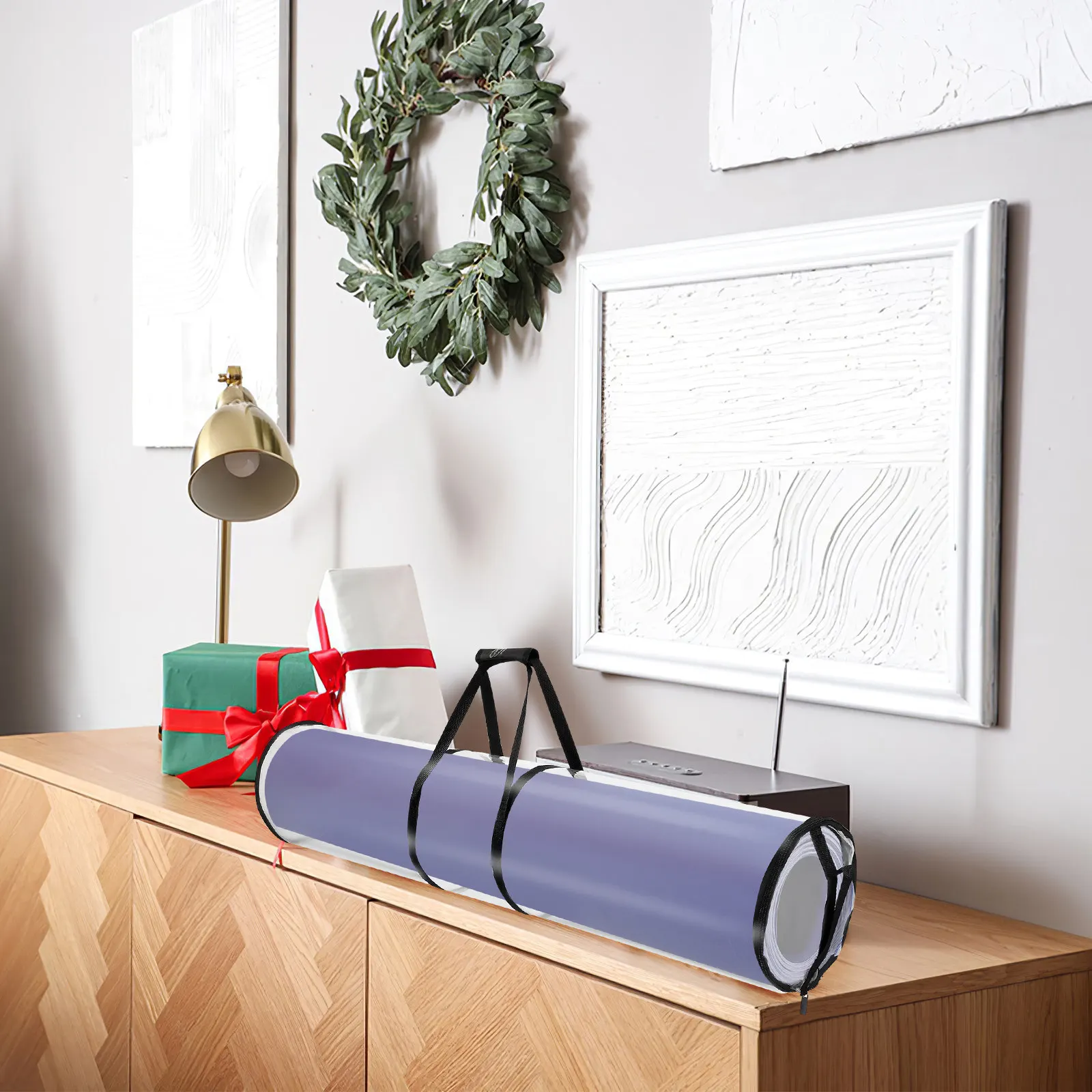 Wrapping Paper Storage Bags 2 Pack Transparent Gift Wrap Roll Organizer for Closet Cabinet