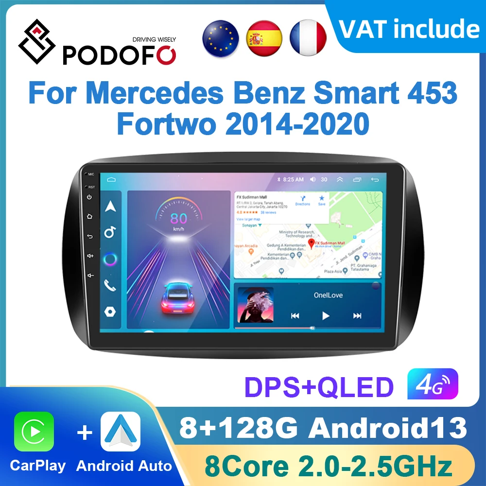 Podofo android carplay autoradio für mercedes benz smart 2014 fortwo 2017-2019 android auto