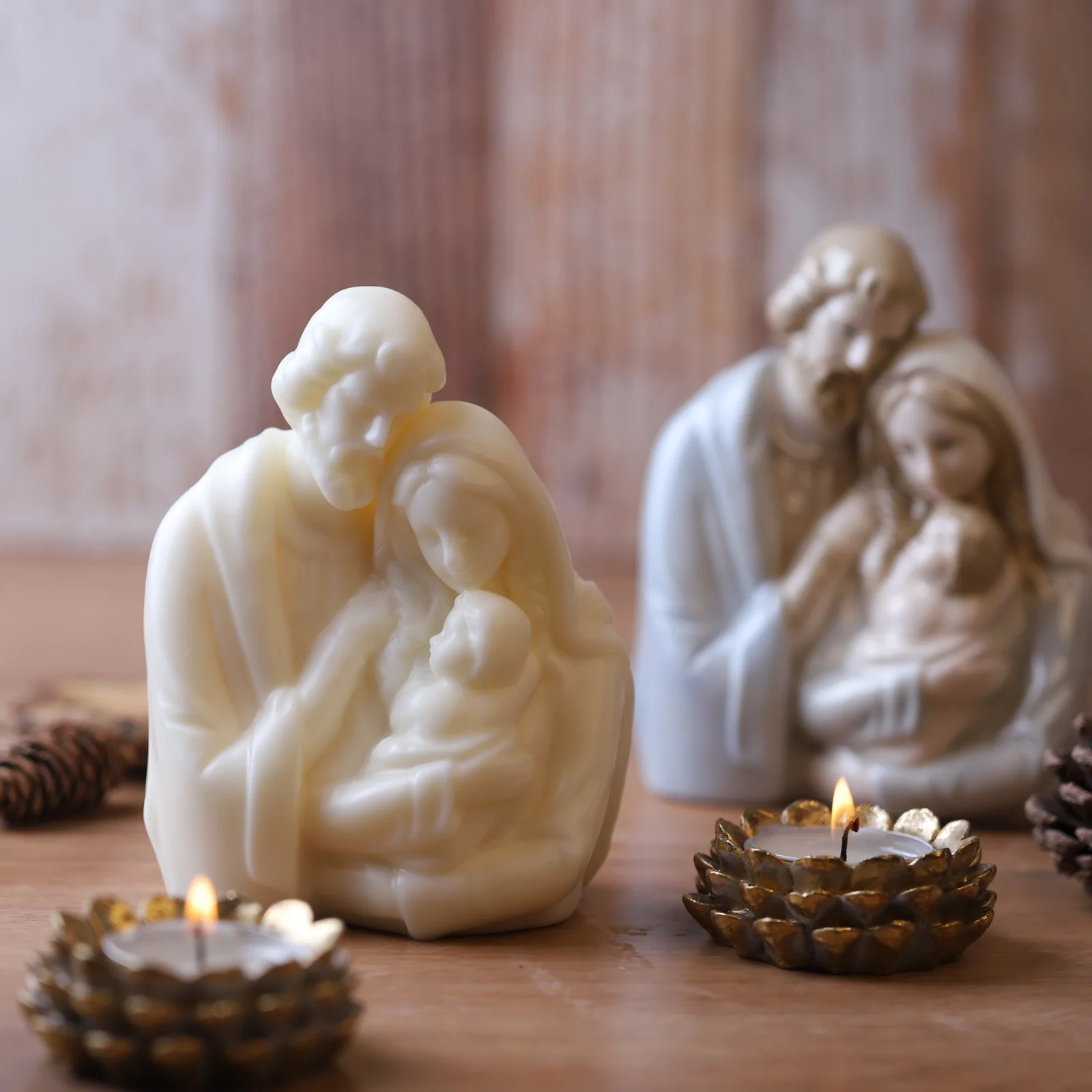 

Christmas Theme Moulds Jesus Virgin Mary Family Ornament DIY Scented Candle Silicone Mold