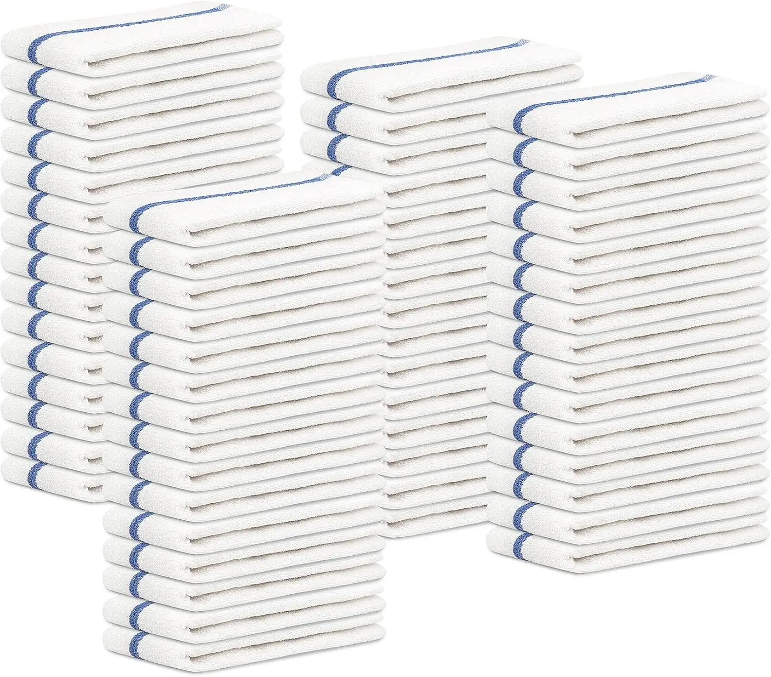 

Bar Mops Blue Stripe Pack of 60 Kitchen Towels 16x19 Multi-Purpose for Home, Restaurant and Cleaning White Absorbent Washcloth D