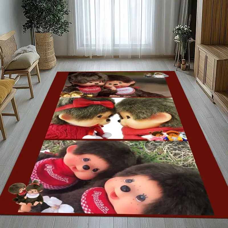 3D Kawaii M-Monchhichi Monky Cartoon Carpet Rug for Home Living Room Bedroom Sofa Doormat Decor,Area Rug Non-slip Floor Mat Gift
