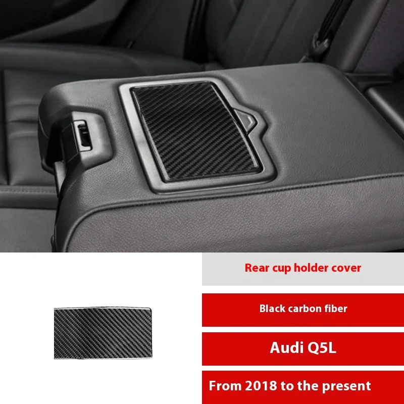 

For 18-23 Audi Q5L Carbon Fiber Rear Water Cup Panel Decorative Sticker Interior Modification Accessories