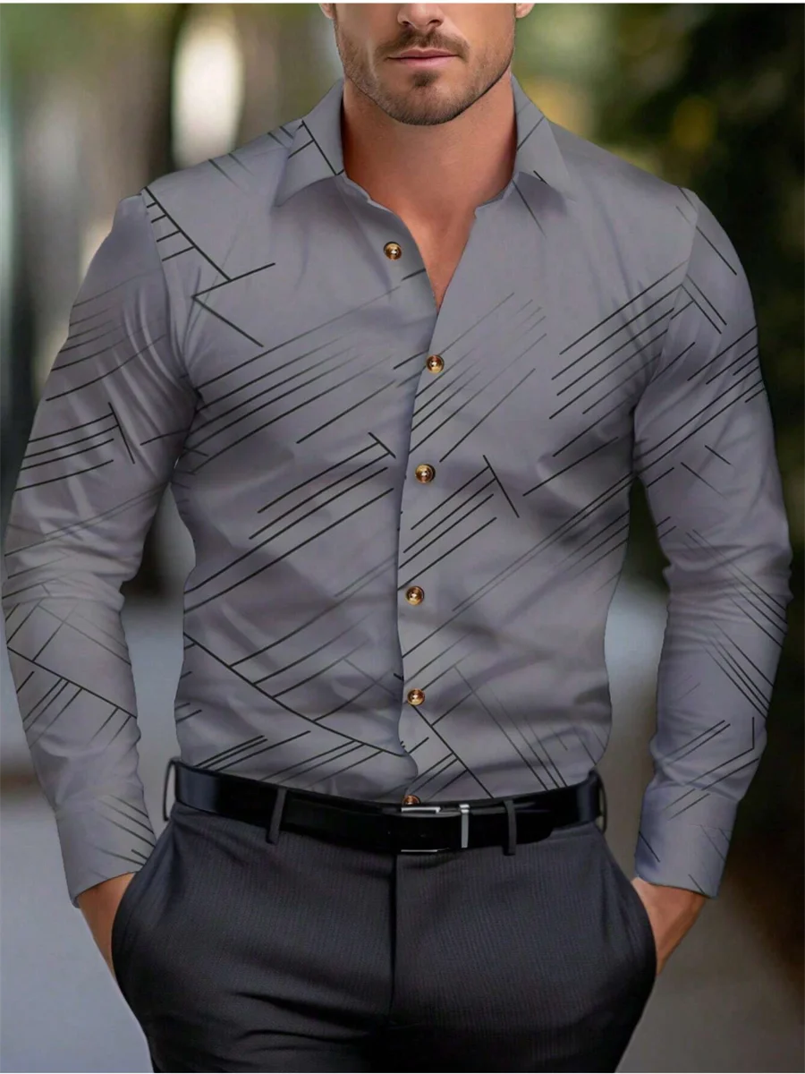 Camisa masculina listrada manga longa lapela botão para baixo, casual streetwear havaiano, moda, 6XL, transporte rápido, 2024