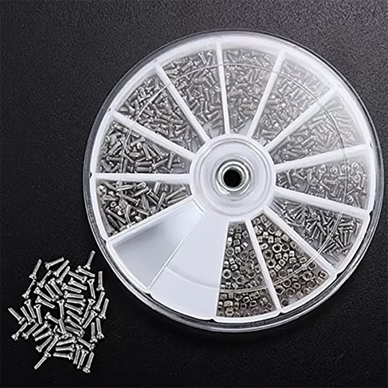 600/1000 Pcs Mini Screws 12 Kinds of Small Stainless Steel Screws Electronics Nuts Assortment for Glasses Repair Home Tool Kit