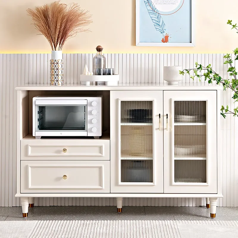 Modern American Sideboard with Sintered Stone Top Luxury Dining Storage Cabinet for Living Room Kitchen Microwave Stand