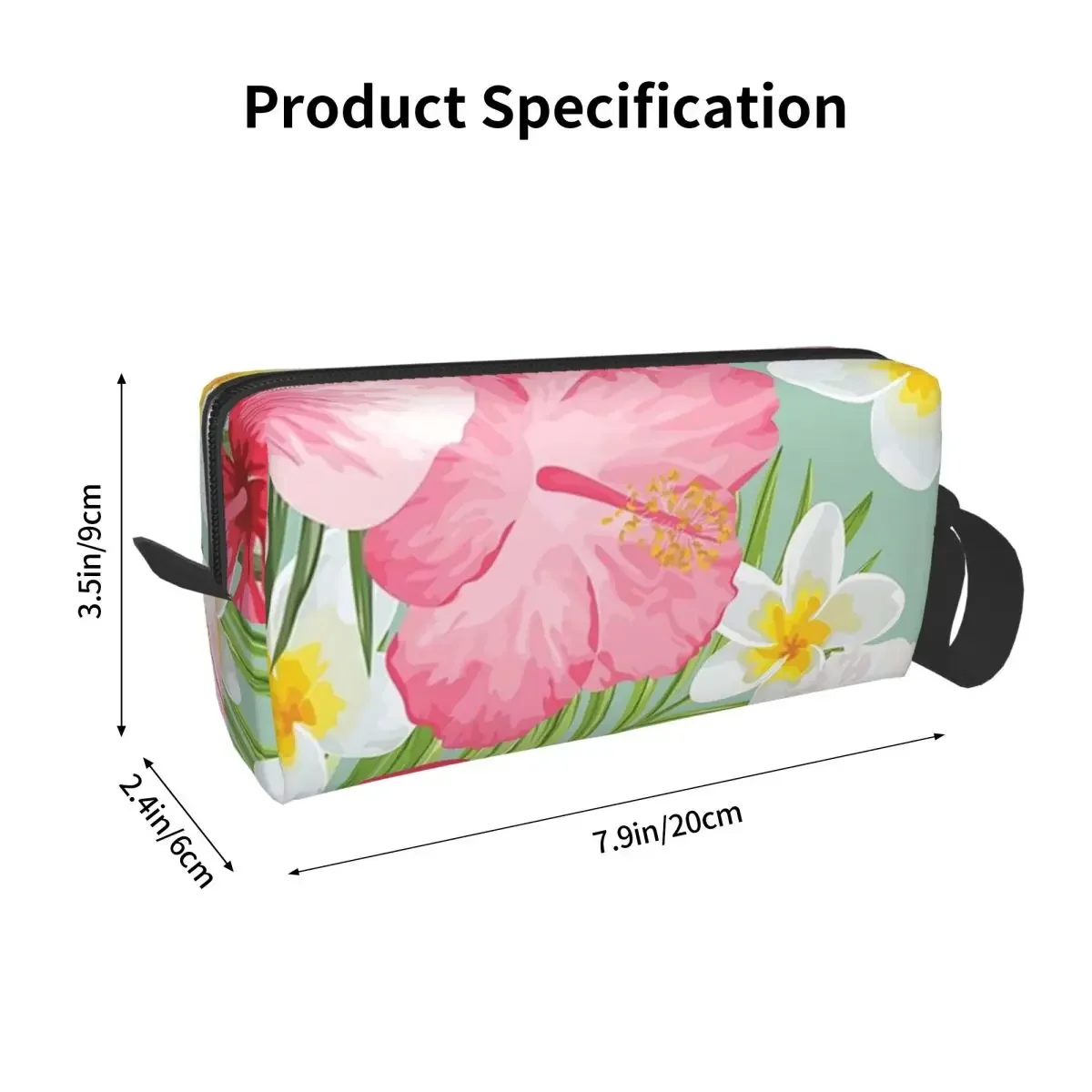 Tropical Hibiscus And Plumeria Flowers Makeup Bag  Toiletry Cosmetic Bag for Women Beauty Travel Pencil Case