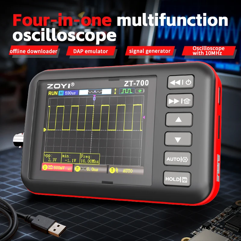 ZOYI ZT-700 Full-Function 4-in-1 Oscilloscope 10MHz Simulator Programmer Signal Generator Offline Download Burner