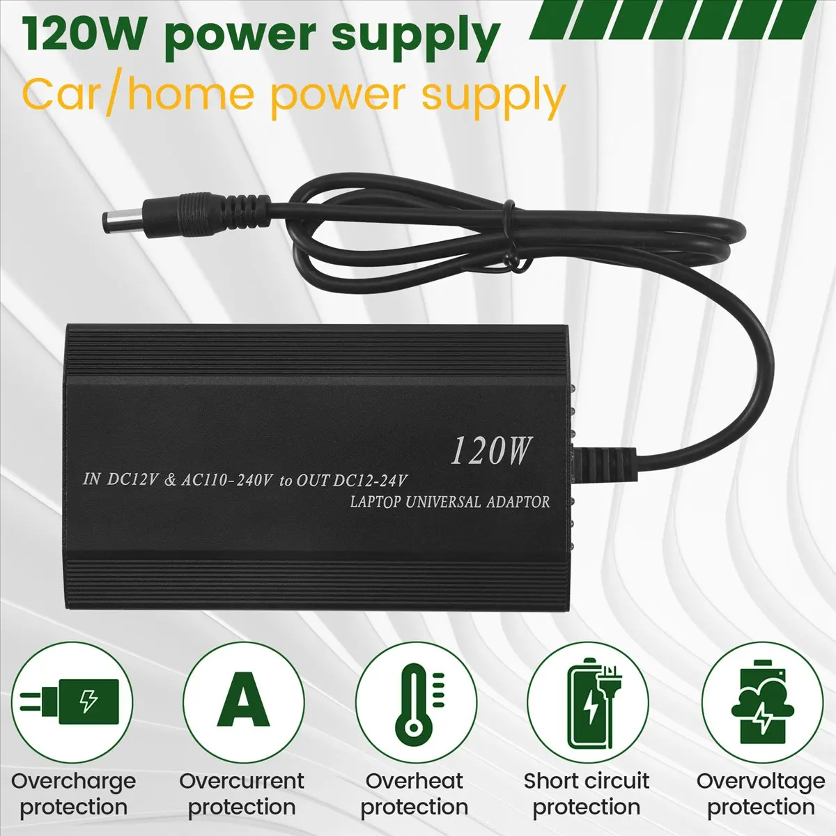 

Универсальное автомобильное домашнее зарядное устройство 120 Вт с 34 наконечниками, адаптер питания для ноутбука, ноутбука, вилка европейского стандарта