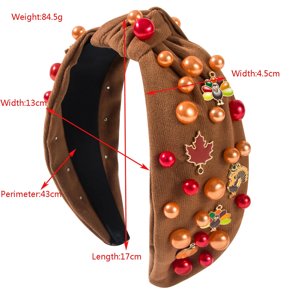 New Thanksgiving headband beaded alloy maple leaf turkey accessories fashionable and elegant high-end holiday hair accessories