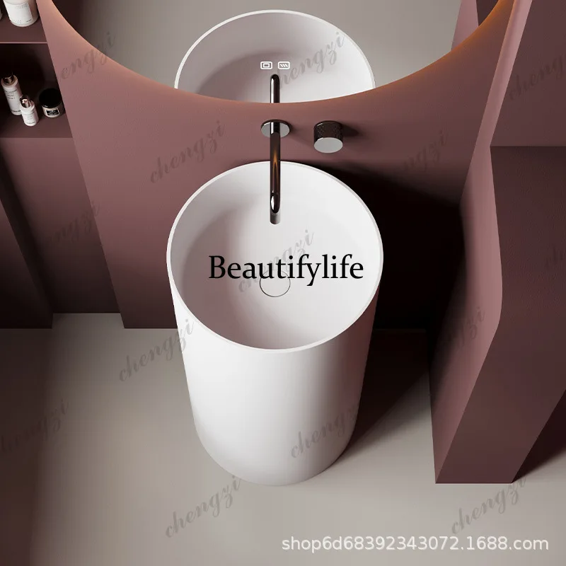 Column wash basin Round floor-to-ceiling hotel B & B household wash basin Thin edge wash basin