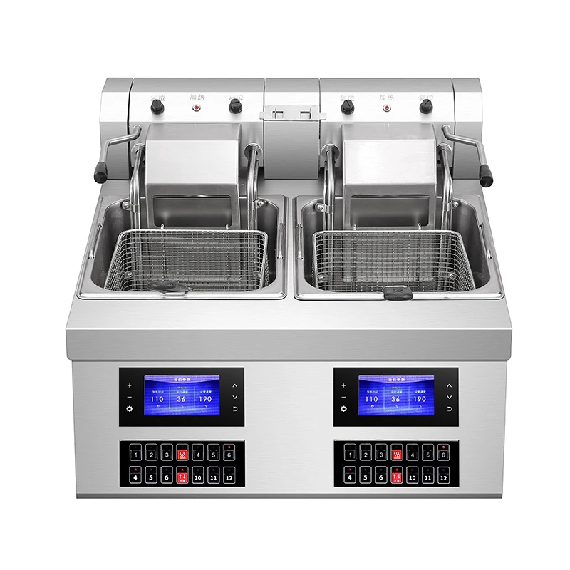 8L+8L Auto-Lifting Commercial Electric Deep Fryer for Restaurant Hotel & Food Shop New Condition for French Fries  Use