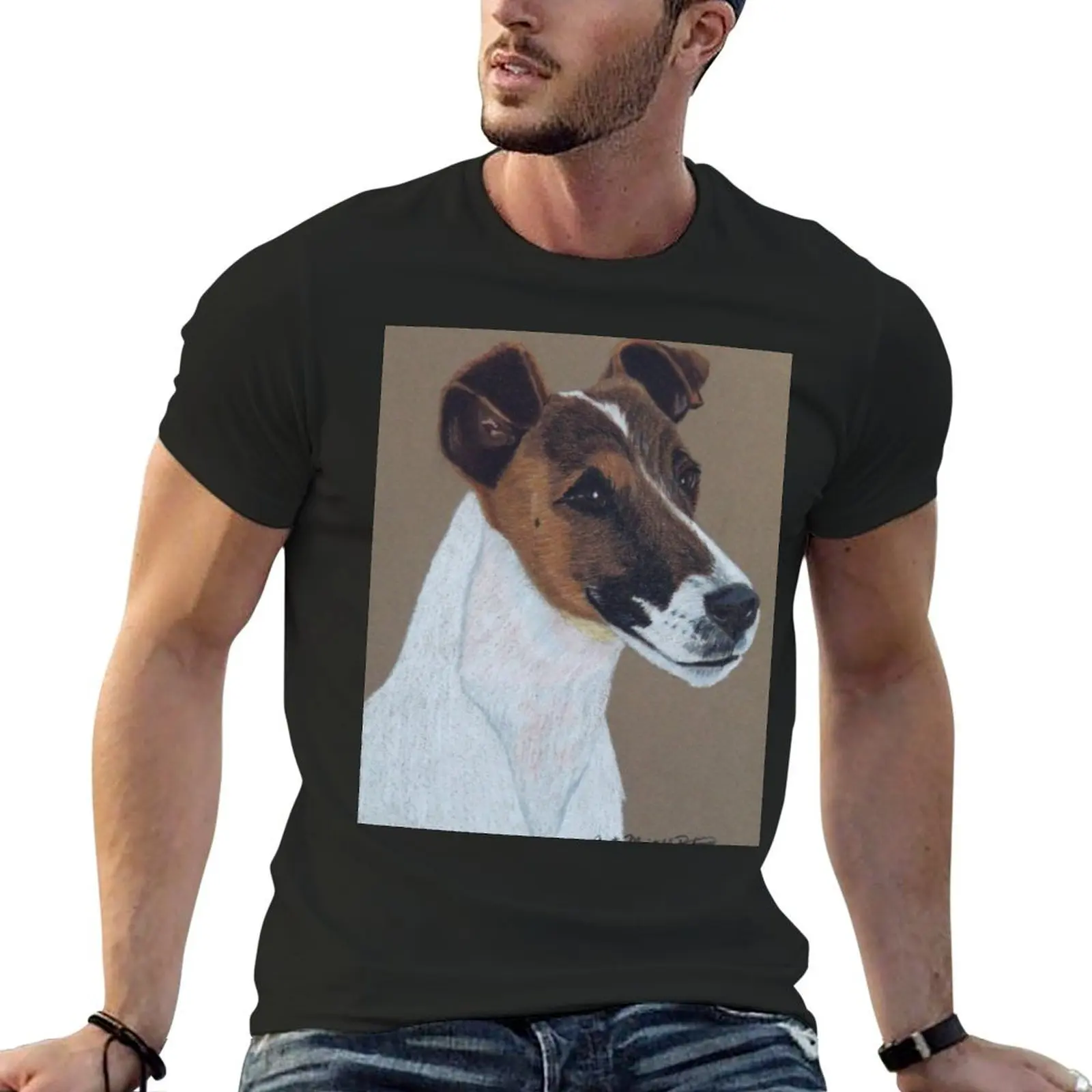 Fox Terrier Vignette T-Shirt quick drying graphic tee shirt shirts graphic shirts men