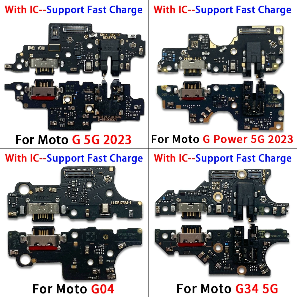 10Pcs，USB Charger Dock Connector Charging Board Port Microphone Flex Cable For Moto G14 G34 G54 G04 G24 Power G 5G Power 2023