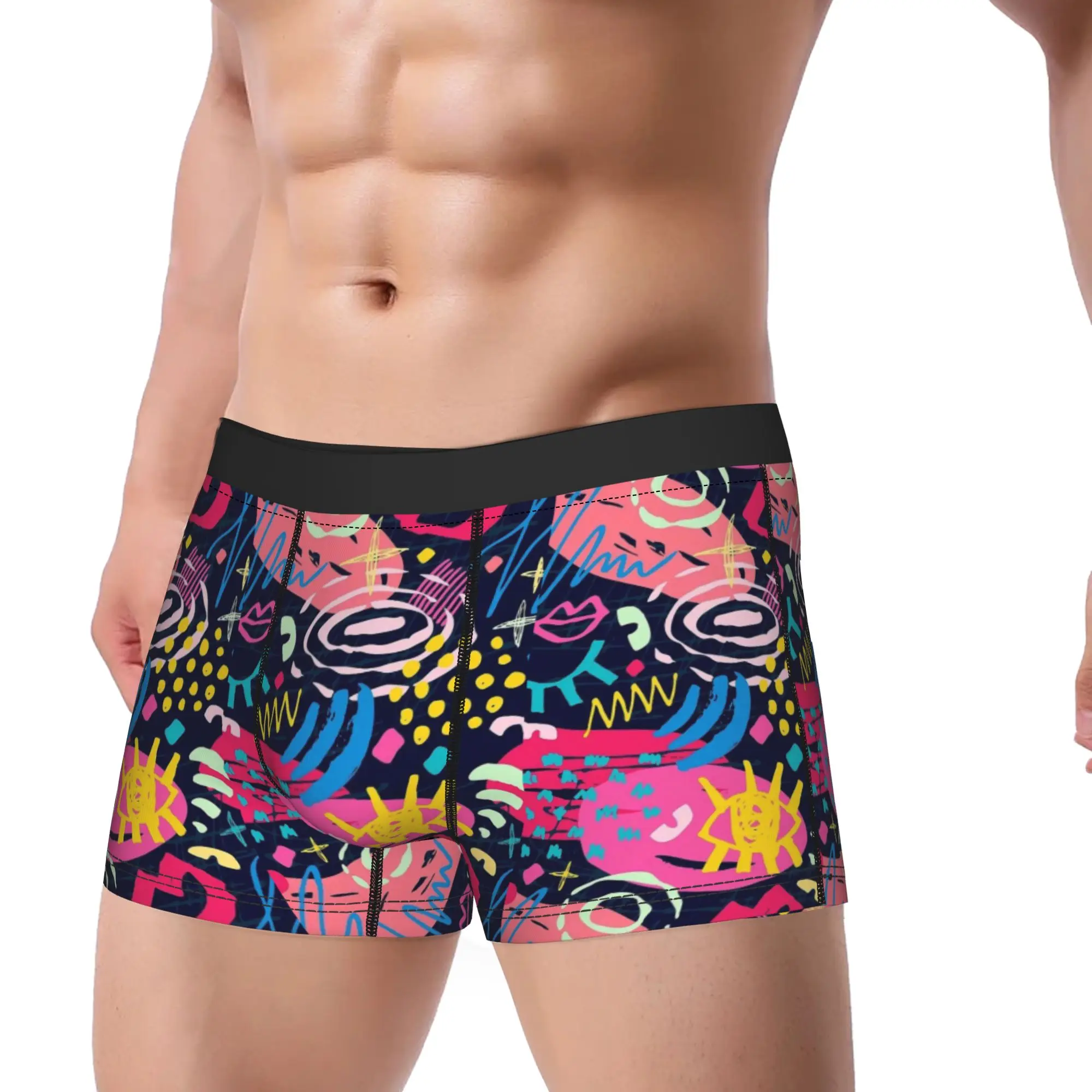 Psychedelic Heart Art Boxer Shorts  Pouch Underwear Trenky Print Shorts Briefs Soft Trend Man Underpants Big Size