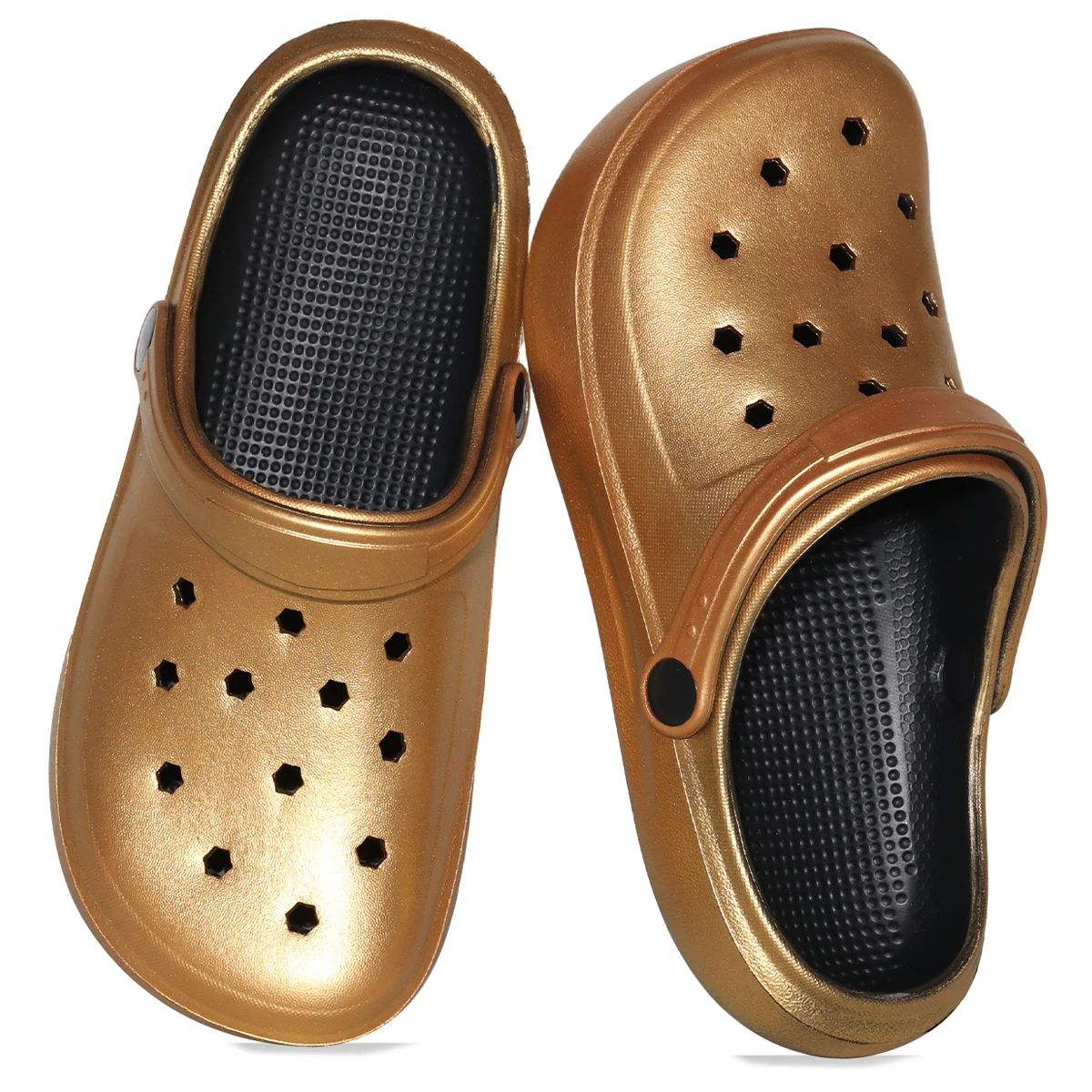 Goldene Casual Clogs und Pantoletten, Leichte EVA-Gartenschuhe, Rutschfeste Sandalen, Atmungsaktive Slip-On Schuhe für Drinnen und Draußen 666 – Detail 8