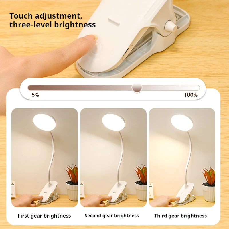 Led Table Lamp USB Rechargeable Night Light With Folding Clamp Study Stand Read Lamp Touch 3 Modes Dimming Eye Protection Light